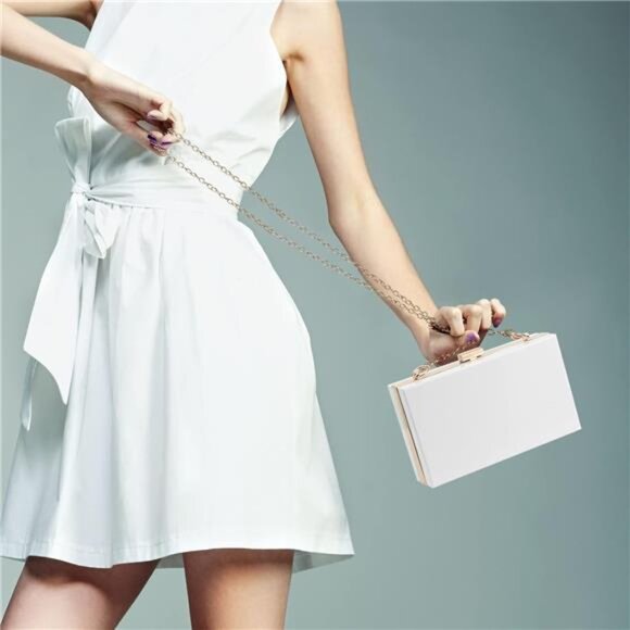 Clutch Bag with Detachable Chain: White Shoulder Handbag for Chic Style - Picture 5 of 7